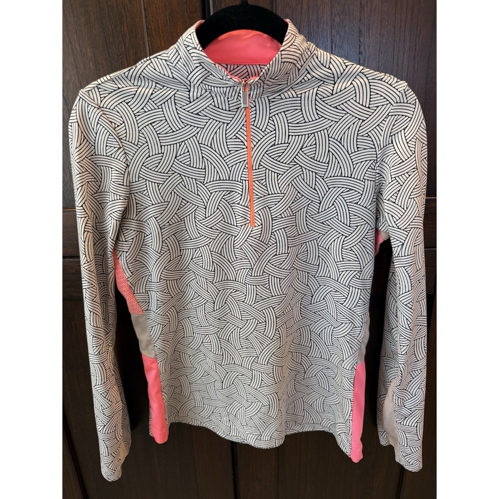 Tail Women's Vibrant Geometric Pattern Lg Sleeve 1/4 Zip Activewear Top Golf XS